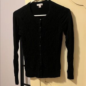 Merona Fancy Lace Overlay rayon Black Cardigan